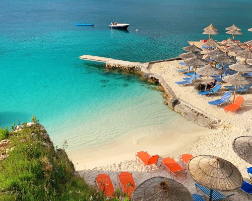 ksamil+beach+in+sarande+albania+turquoise+water+albania+travel+guide